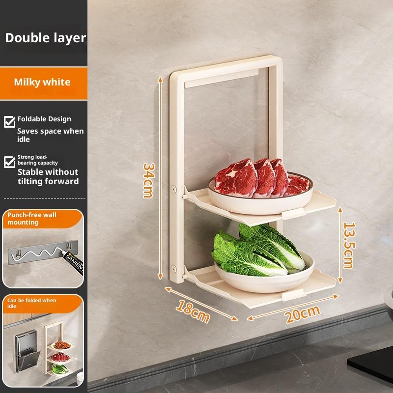 Kitchen Storage Rack - Multi-Functional 2/3 Tiered Wonder Rack With Serving Tray - No Drilling Required Foldable