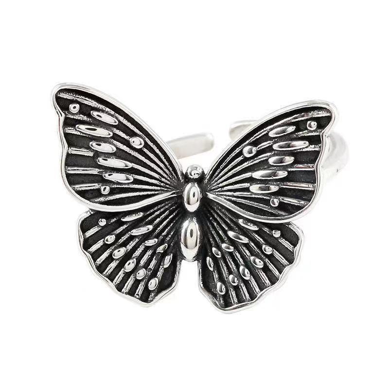 New Style Old Vintage Ring Butterfly Female Index Finger Ring Retro Geometric Opening