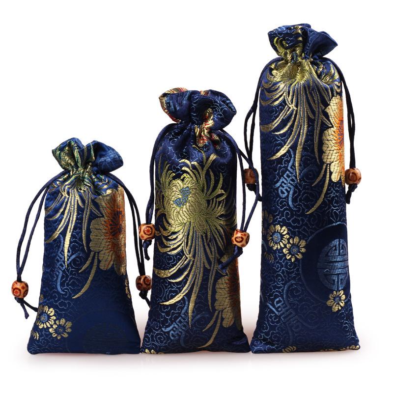 Drawstring Brocade Pouch for Jewelry and Gifts - Custom Necklace Storage Bag