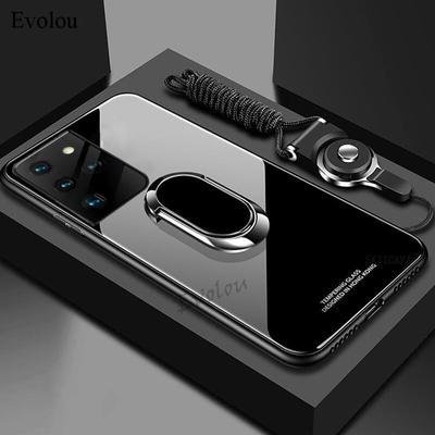 For Samsung Galaxy S21 Ultra Plus FE Case Magnetic Ring Holder Stand Phone Case For Samsung S20 Plus A32 A52 A72 A02S Hard Tempered Glass Back Cover
