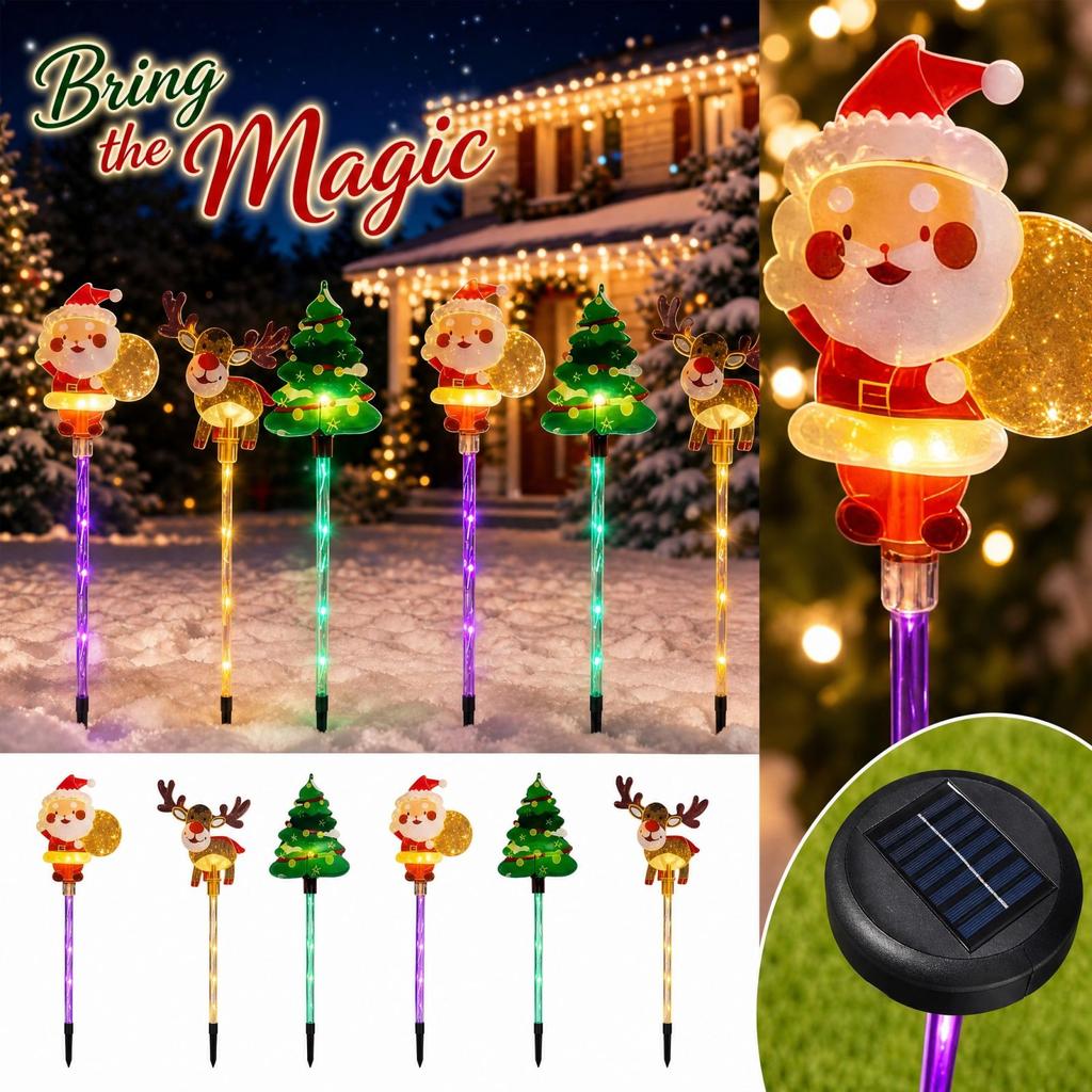 Christmas Outdoor Lights, 6-Piece Christmas Tree Snowman Garden Yard Decor
