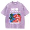 Oversized Woman Washed T-Shirts Jungle Tiger Vintage Print Short Sleeve Cotton Crewneck Oversize Tops Fashion Clothes
