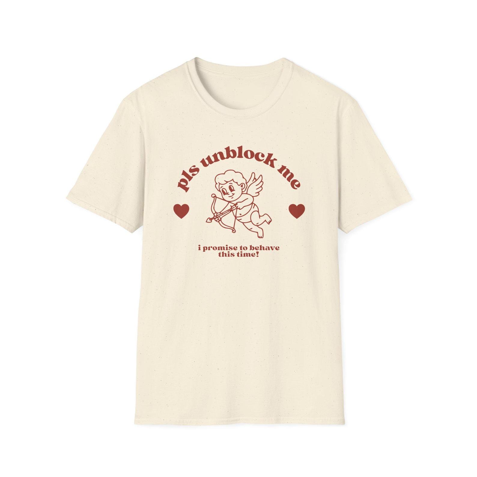 pls unblock me Cupid graphic T-Shirt | angel heart illustration, apology phrase M
