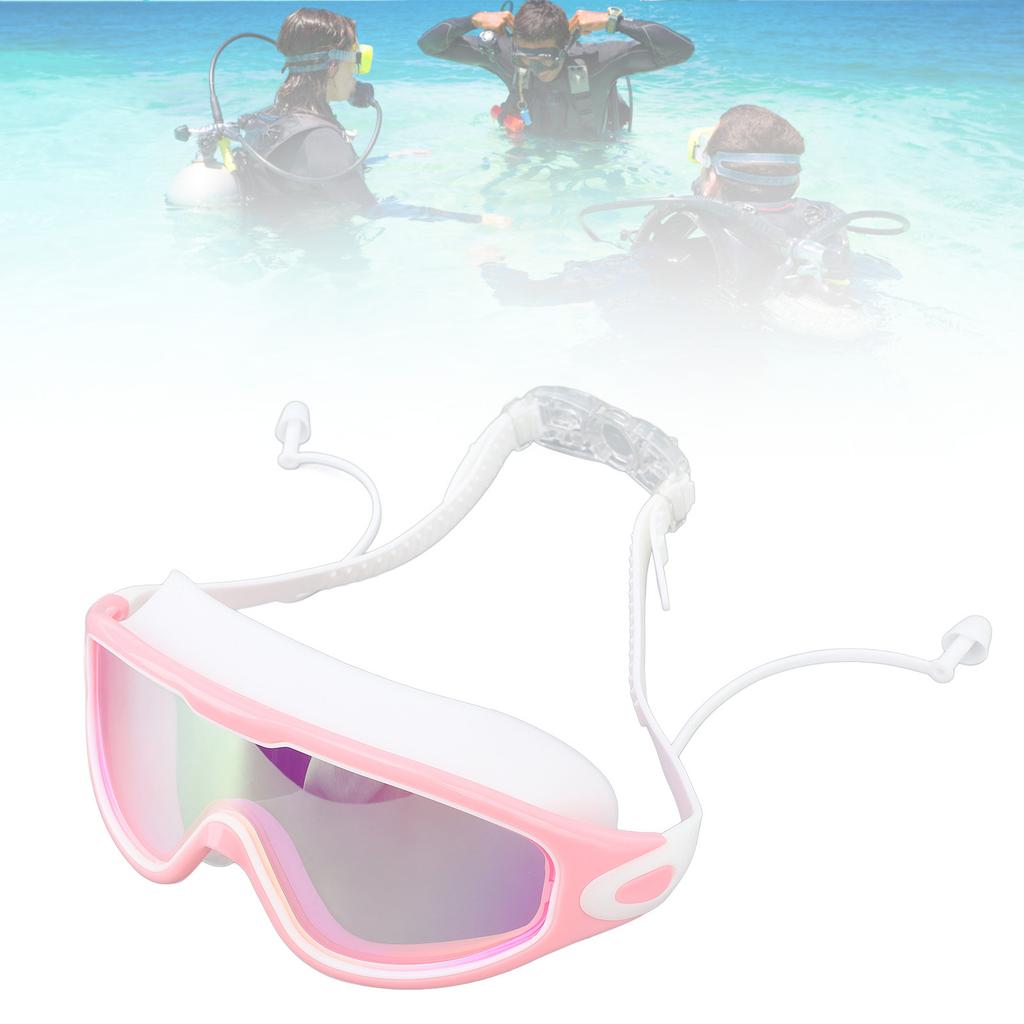 Swim Goggles Wide View Waterproof Anti Fog Swimming Goggles Dazzling Glasses Swim Glasses with Earplugs for Swimming Diving Water Sports