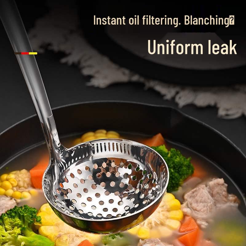 Long Handle Stainless Steel Hot Pot Skimmer Ladle for Soup and Porridge