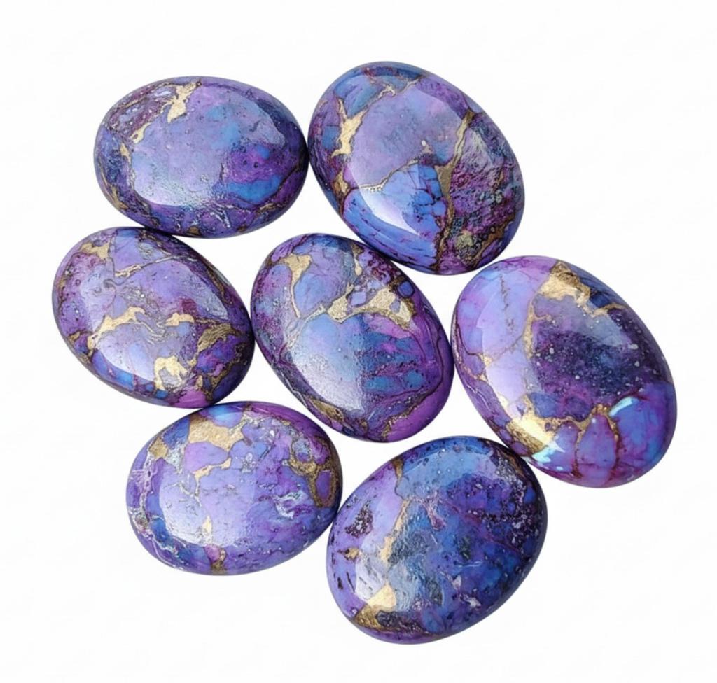 Purple Copper Turquoise Gemstones - Oval Flat Back Cabochons for Jewelry Making
