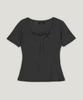 Geulouhaideu Dane Lace Button Short Sleeve T-Shirt_Black