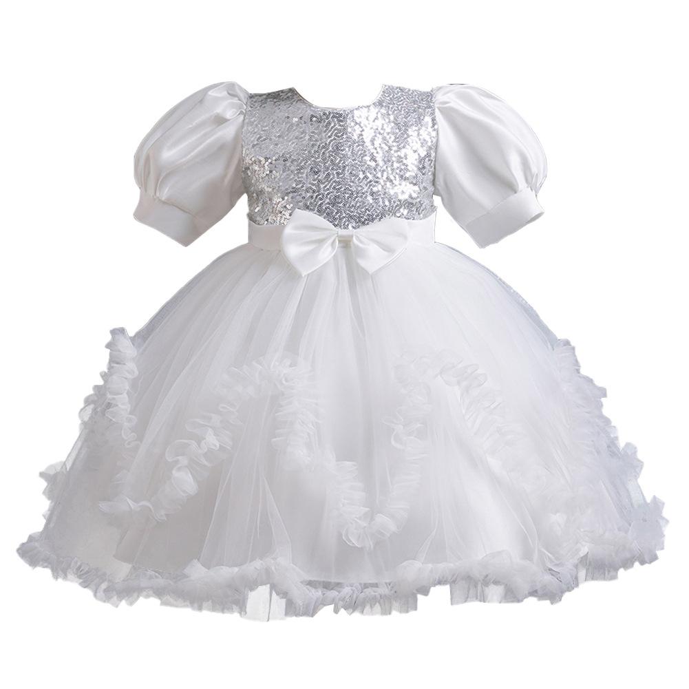 

Платье принцессы для девочек, платье с бантом, пайетками, пышная сетчатая юбка, ведущая, фортепианное выступление, рождественские платья, платья для вечеринок и банкетов 100cm