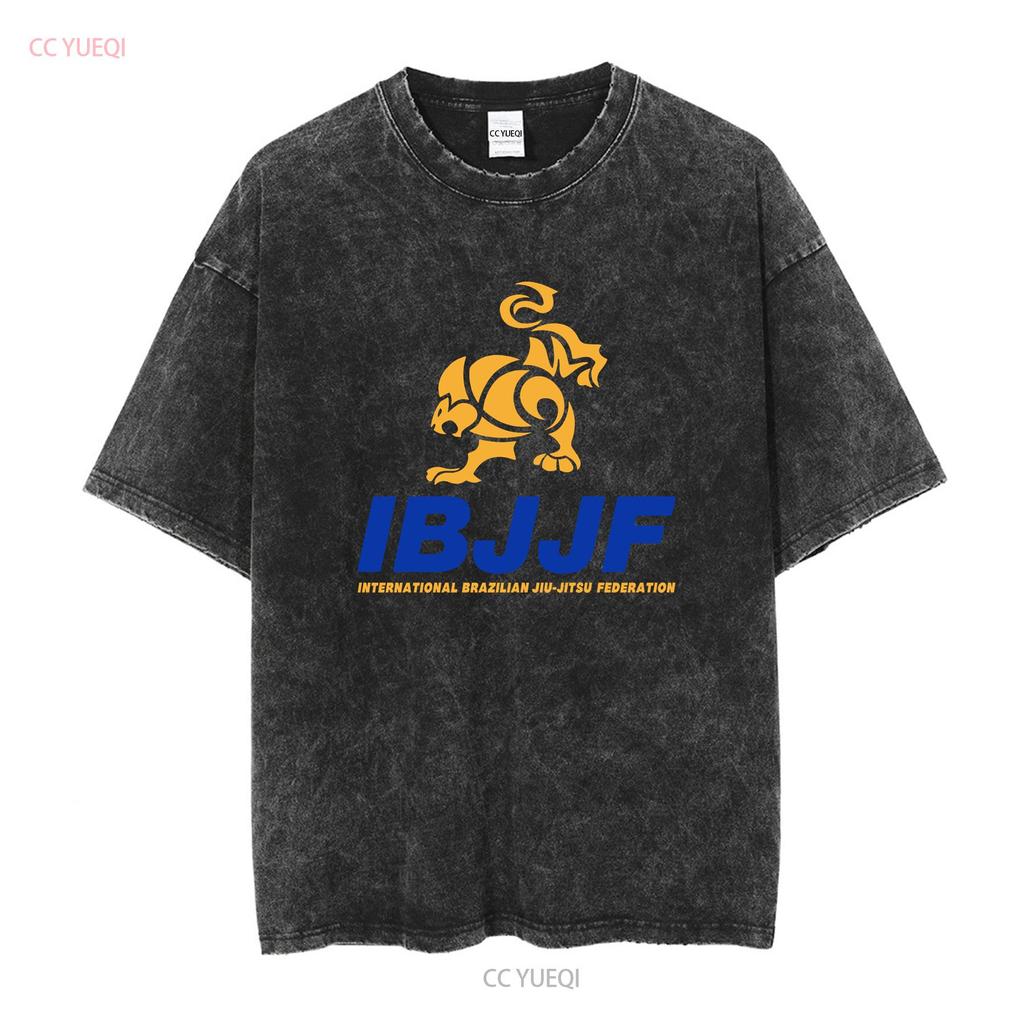 IBJJF International Brazilian Jiu Jitsu Federation Men's Black T Shirt S 5XL vintage Washed graphic Stretched homme Slightly