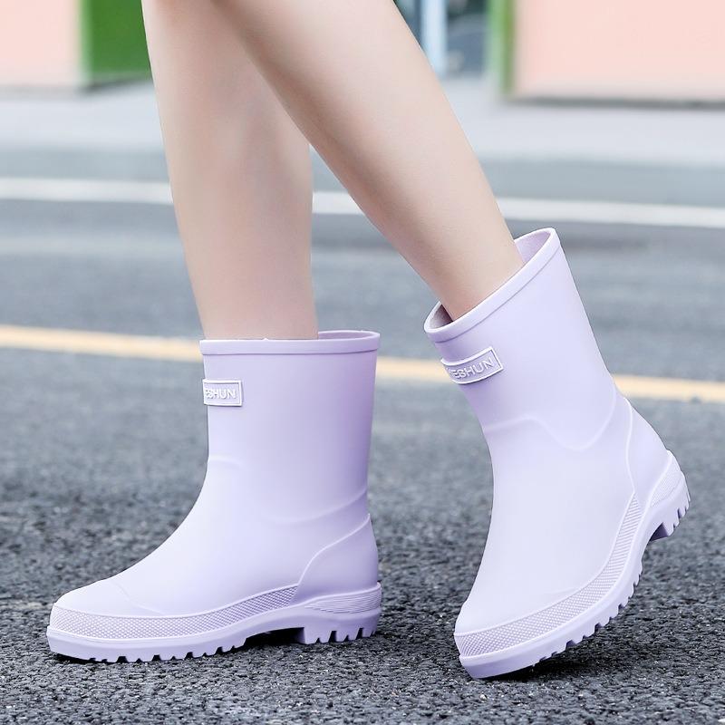 Fashion rain shoes women's winter cotton non-slip medium tube water shoes water boots short rain boots car wash kitchen rubber shoes