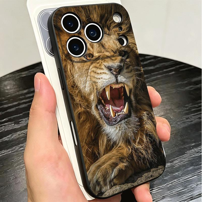Löwe Männlich Mann König Weiche Handyhülle für iPhone 16 16E 17 Air 15 Pro Max 14 Plus 13 Mini 11 12 7 Schwarze Hülle Rückseite