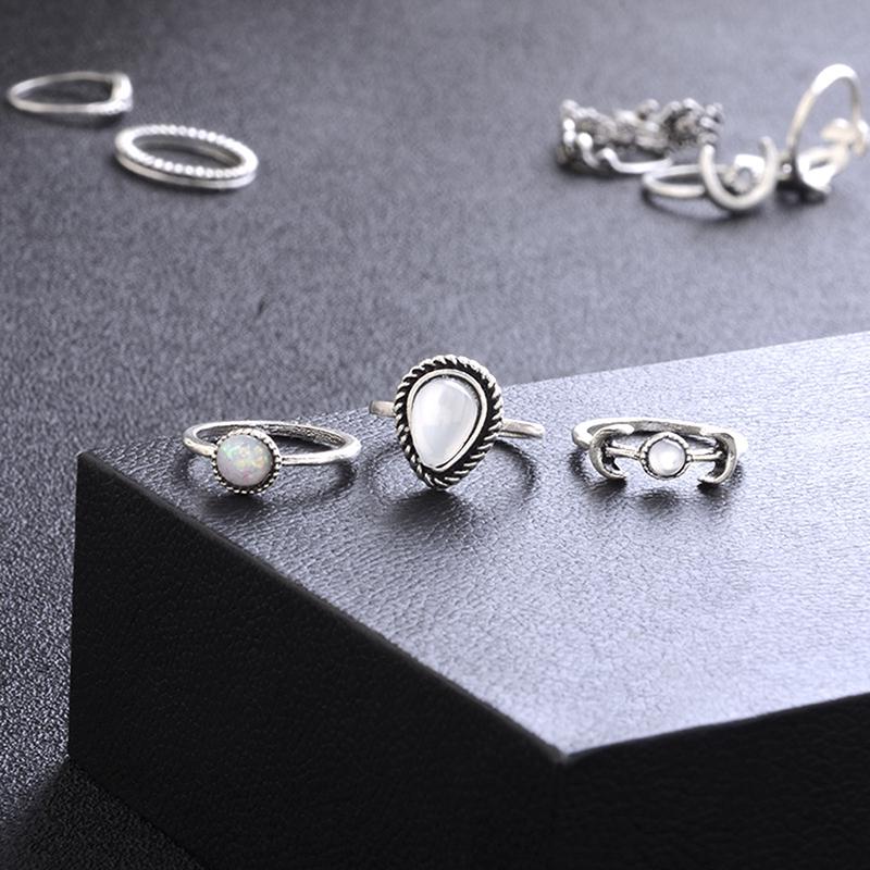 14ks/sada Boho Stack Flower Moon Sun Knuckle Ring Midi Finger Ring