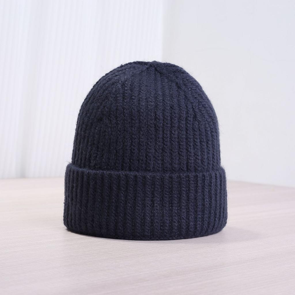 Wool blended light board knitted hat fashionable versatile solid color dome hat ins girls face small casual hat