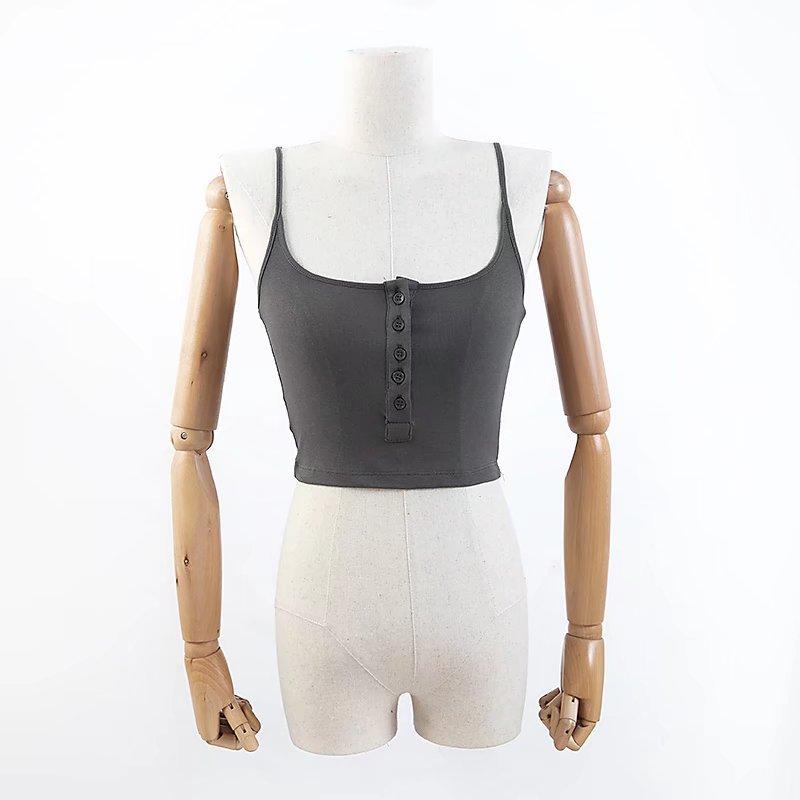 Canotta Elasticizzata Sexy con Scollo a U Ampio Stile Europeo e Americano Abbigliamento Donna Articolo Nuovo Primavera 2025 Colore Unico Spallina Stretta