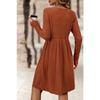Autumn Winter Women's Fashionable Solid Color Round Neck Long Sleeved Casual Dress