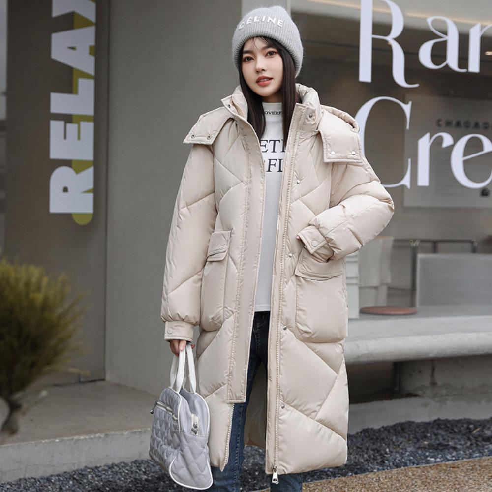 New Korean version of cotton-padded clothes for women over the knee, medium and long thickened large-size jackets, fashionable cotton-padded jackets
