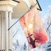 2D Flat - 2D Flat - 1pc 2D Flat, Decorative Banner, Japanese Samurai Cherry Blossom Scenery Single-Sided Printed Flag, Beautiful Sunset Falling Cherry
