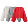 Red Zipper Bomber Jackets for Women Soft Cropped Jackets Long Sleeve Woman's Sports Jacket Outerwears