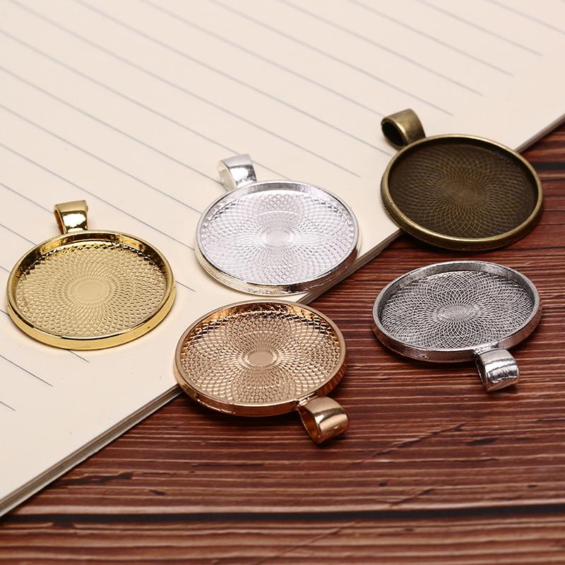 10Pcs Alloy Pendant Blank Setting Tray Glass Cabochons Diy Craft Jewelry Making