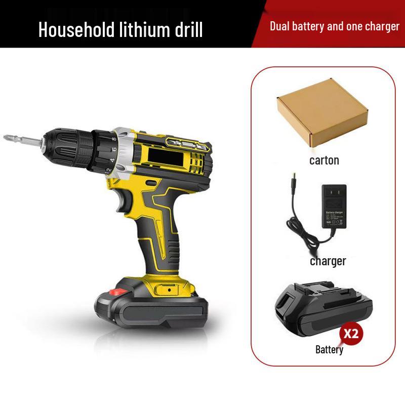 Multifunctional Rechargeable Lithium Impact Drill Set - Handheld Electric Pistol Drill for Home Use