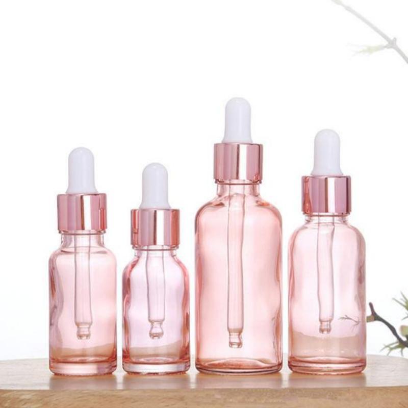 Dropper Bottles Refillable 5-100Ml Rose Gold Lid Cosmetic Container Glass Aromatherapy Liquid For Essential Massage Oil Pipette