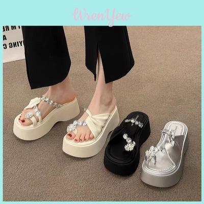 Thick Sole Platform Slippers For Women With Non Slip Rubber Outsole For Summer Casual Wear