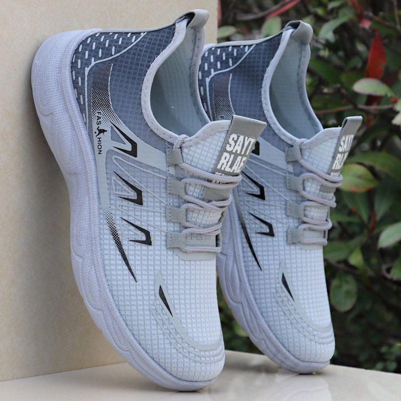 Nouvelles chaussures de sport décontractées respirantes à semelle souple, en maille, de hauteur moyenne, antidérapantes, chaussures de course ultra-légères