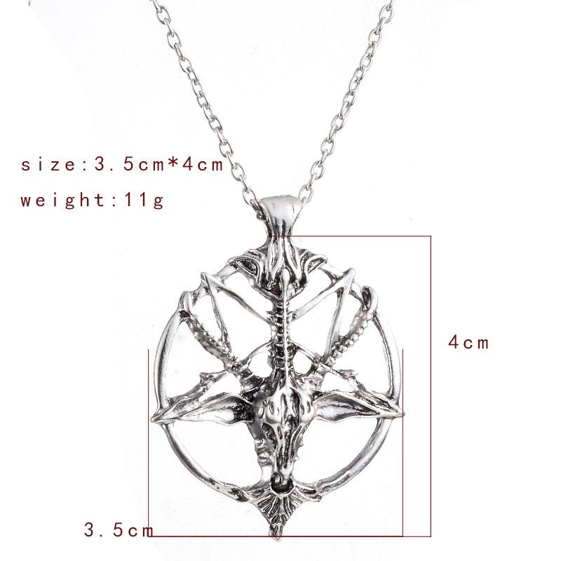 Fashion Jewelry Vintage Charm Women Men Pentagram Pan God Skull Goat Head Pendant Chain Necklaces