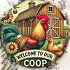 Vintage Metal Tin Sign Chicken Wall Decor for Bar Pub Kitchen Farmhouse Round Plaque