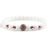 Black Frosted Copper Bead Bracelet with Micro-Inlaid Black Diamond and White Porcelain, Elastic Rope Jewelry for Men and Women.