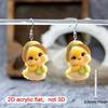 Cartoon Cute Duck with Straw Hat Earrings 2D Flat Acrylic Creative Versatile Pastoral Yellow Duck Earrings