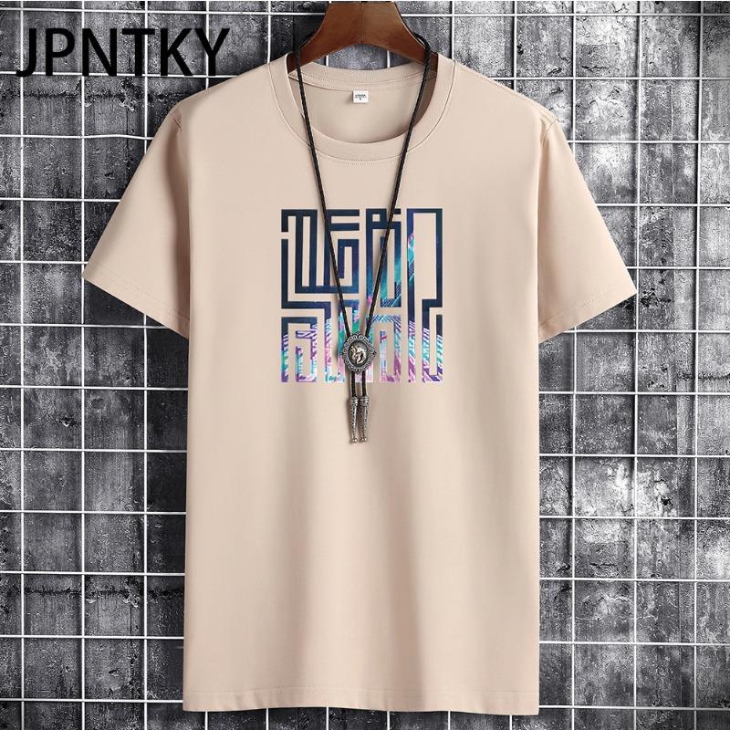 JPNTKY Cotton Short Sleeve T-shirt Men's Fashion Loose Half Sleeve Shirt Printed Compassionate Shirt