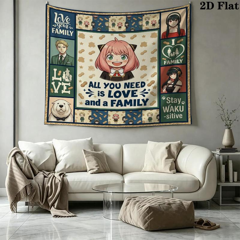 Spy Family Wall Tapestry Aesthetic Wall Hanging Printed Fabric Blanket Decorative Tapestries For Bedroom Living Room Home Decor