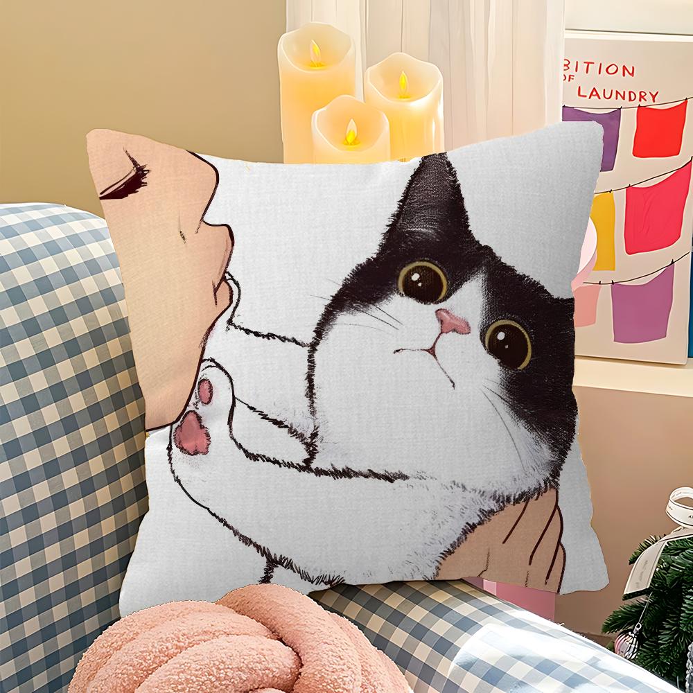 Cute Cat Pillow Cover Sofa Cushion Cover Home Room Decoration Children Gift