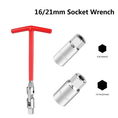 3 in 1 Auto Motorrad Reparatur Tool Kit Zündkerze Entfernung Werkzeug Steckschlüssel 16mm (5/8 ") & 21mm (13/16 Zoll) T-Griff-Schlüssel