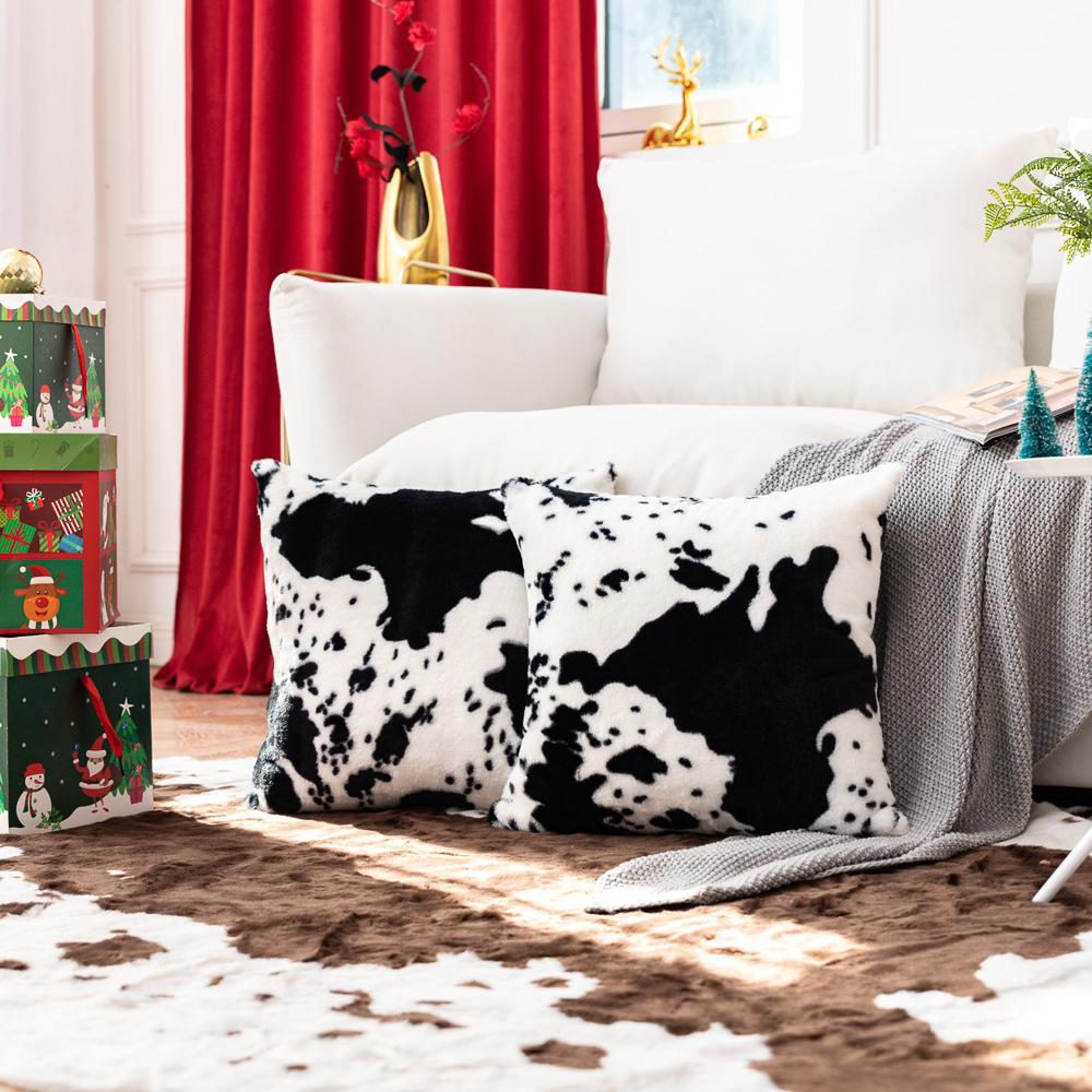 Vinter Fortykket Plysj Kuflekk Mønster Putetrekk Lang Plysj Hotell Gjestgiveri Bar Dekorasjon Pute