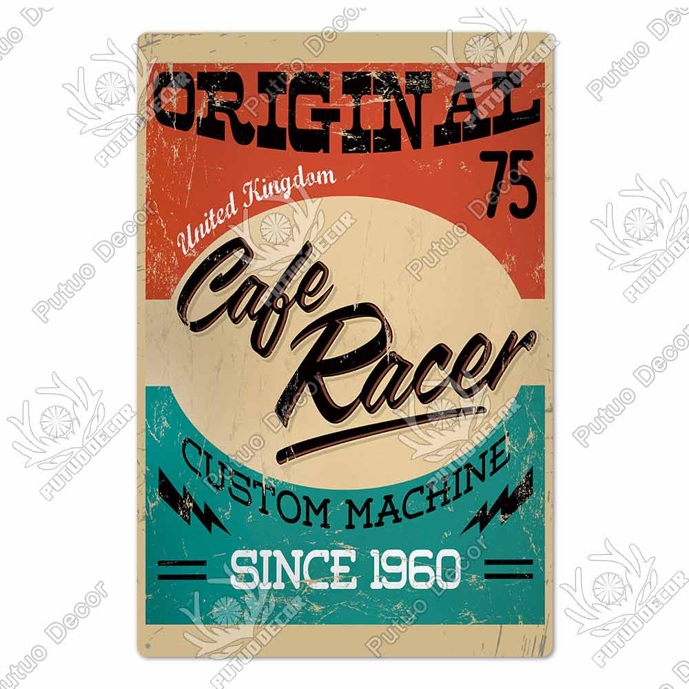 Putuo Decor Cafe Racer Vintage Tin Sign Plaque Metal Wall Art Stickers Garage Man Cave Pub Bar Retro Poster Iron Painting