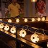 Football String Lights - Soccer Ball Fairy Lightts, Outdoor Waterproof Lamp String | Energy Efficient Soccer Ball Themed Lights
