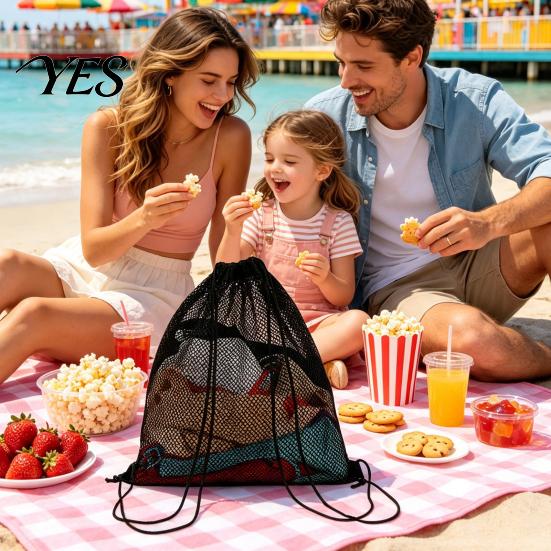 Transparent Swim Bag Mesh Sports Drawstring Backpack Bag, Breathable Gear Sack, Waterproof Equipment Carrier Quick Dry Net Beach for Swimming