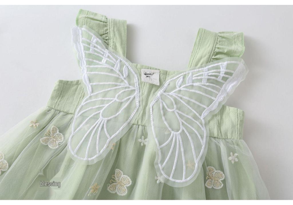 Girls' Chrysanthemum Hanfu Jumpsuit Dress, 2024 Spring Pleated Princess Skirt for Little Ones