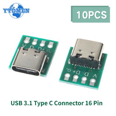 10 STÜCKE TYP C Leiterplatte 3.1 Typ C Stecker 16P Test-Leiterplattenplatte Adapteranschlussbuchse für Datenleitungskabelübertragung