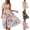 A Summer V-neck Short-sleeved Casual Floral Print Dress For Women