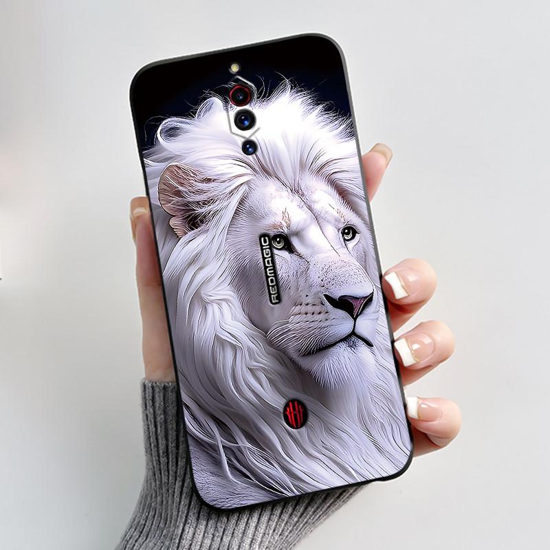 Case For ZTE Nubia Red Magic 5G 5S Cute Heart Rabbit Black Matte Soft Silicone Protective Back Cover RedMagic 5G 5S Phone Case