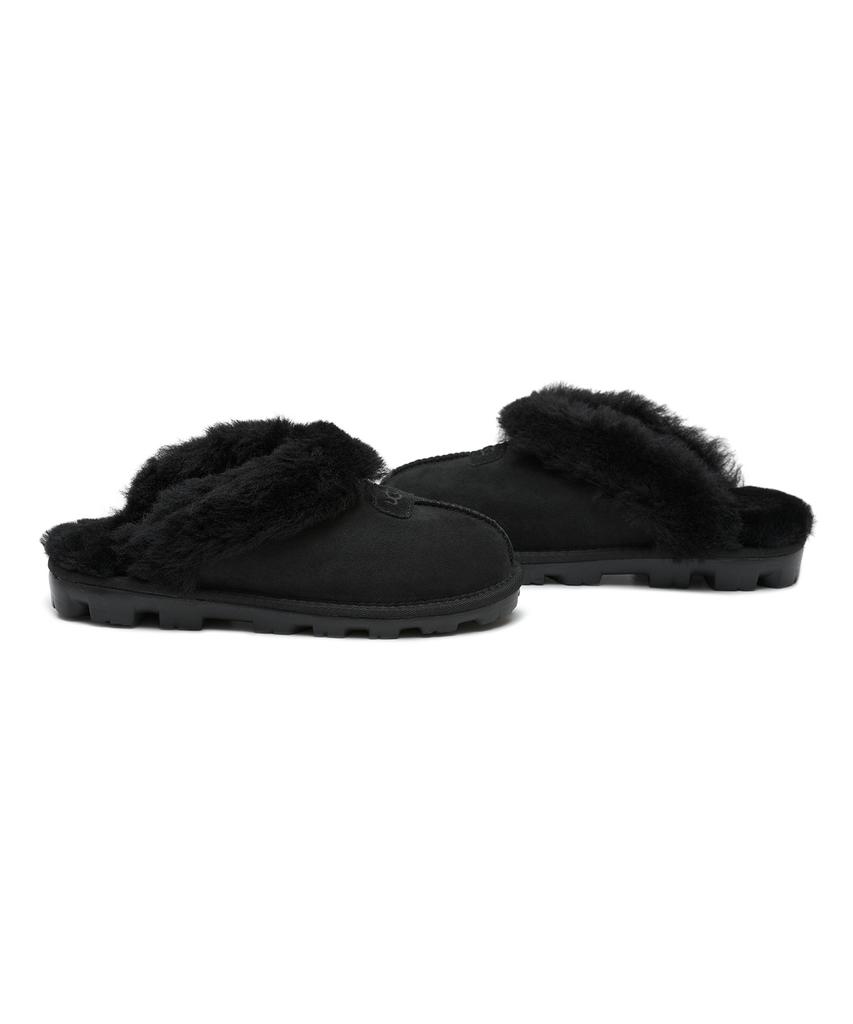 Ugg [Women] Fur Collar Suede Slippers (Coquette) - Black / 5125Blk