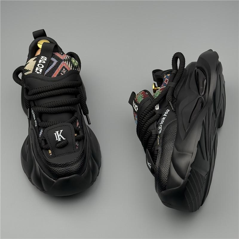 Fashion New 2025 Fashion Designer Men's Lace Up Mixed Patchwork Thick Soled Causal Shoes Flats Male Walking Sneakers Zapatos Hombre