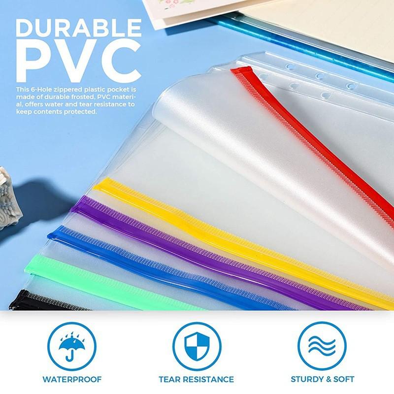 A6 Frosted PVC Zipper Bag for Loose-Leaf Notebooks
