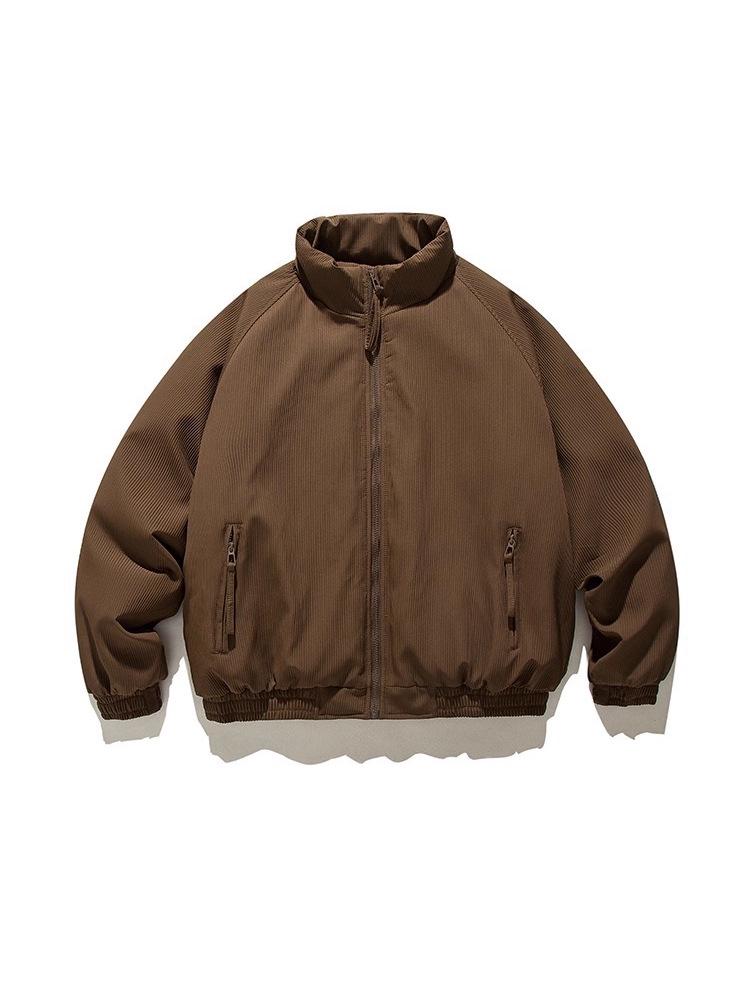 Unisex Neutral Maillard Coffee Stripe Cotton Puffer Jacket