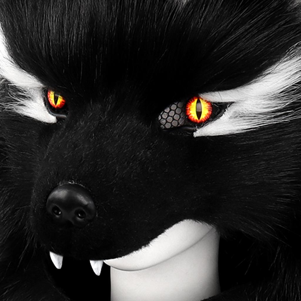 Halloween Party Simulated Plush Canine Wolf Head Half-Face Mask Viking Medieval Costume Headgear Prop