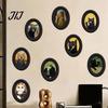 Decorative Wall Accents for Living Room Abstract Art Cat Decor, Oval 2D Wood Framed Funny Painting Unique Prints Print, Vintage Ornament Bedroom Home