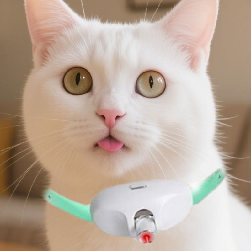 Cat Light Collar Wearable Automatic Cat Toys with LED Lights Rechargeable Interactive Pet Toy Automatic Exercise Game for